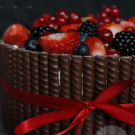 Chocolade en rood fruit taart
